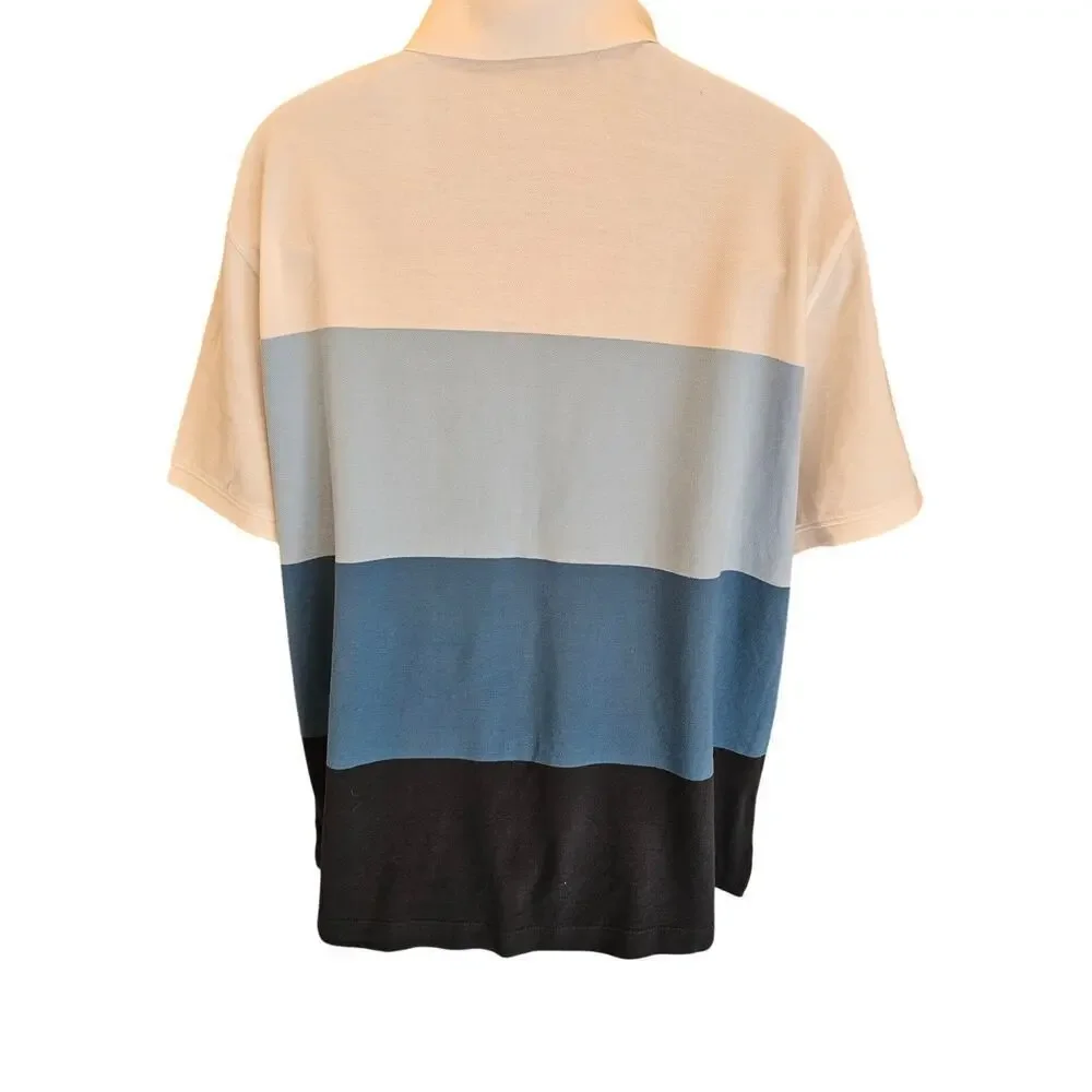 Banana republic XXL 2XL pique color block blue white polo EUC casual comfort